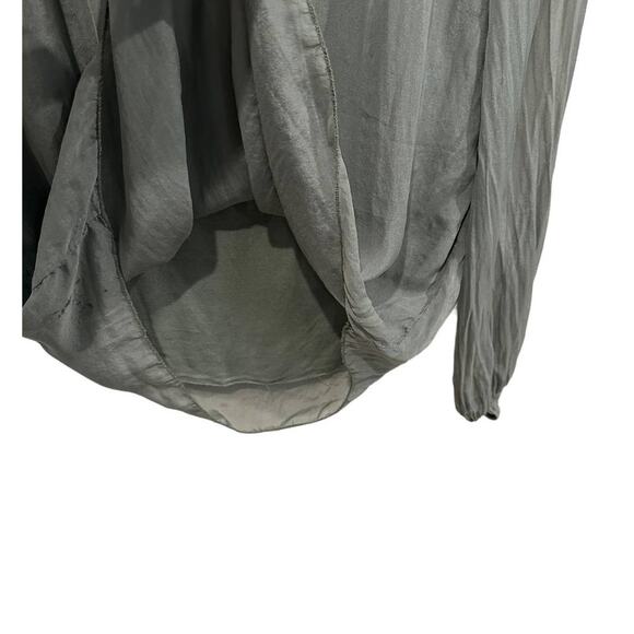 Cosmo Silk Sage Green Sheer Long Sleeve Crew Neck Lace Panel Blouse Size Small - Picture 3 of 5